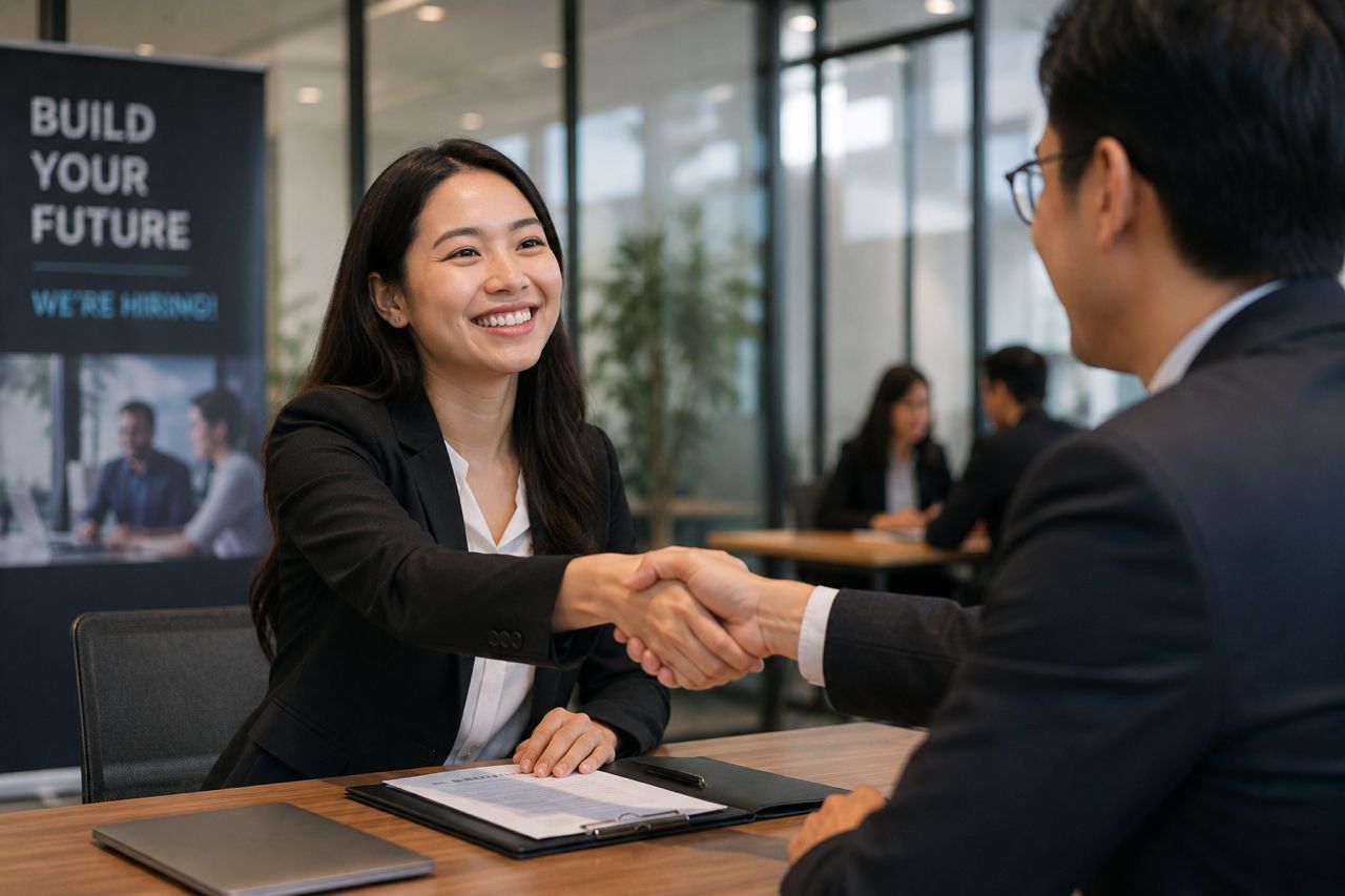 Professional handshake during job interview